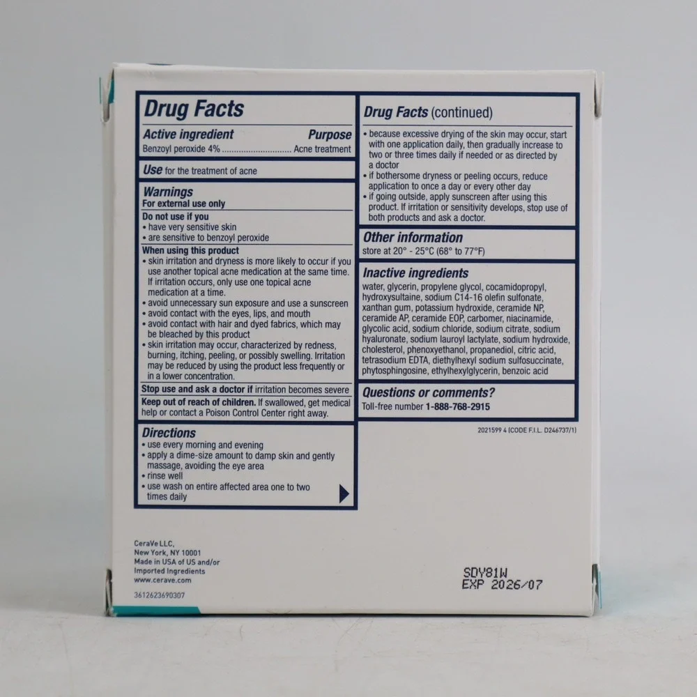 15 PACK CeraVe Acne Foaming Cream Cleanser 4% BPO 0.34 FL Oz/10ml Each